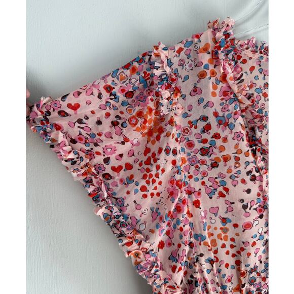 Coquette Mini Dress Poupette St. Barth Amber Women’s Small Ruffled Floral Pink - Picture 8 of 11